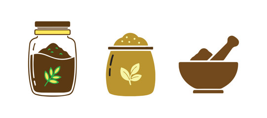 Herbal Powder Icon. The icon comes in black, while the background is white.

