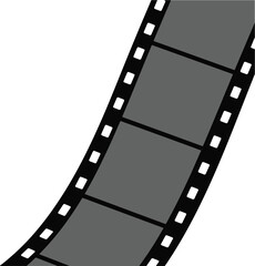 Winding strip of celluloid movie film, cinematic and retro black and white vector illustration