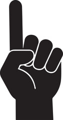Hand with index finger raised upwards, assertive and symbolic black and white vector illustration
