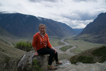 Naklejka premium View from the mountain onto the river valley