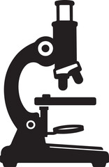 Compound optical microscope, solid and detailed black and white vector illustration