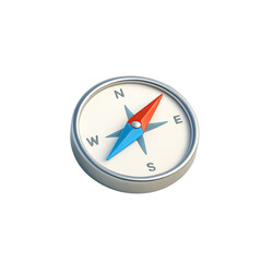 3D Circular Compass Symbol for Travel Direction, Orientation, Navigation System, and Adventure