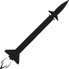 Intercontinental Ballistic Missile with exhaust trail, powerful black and white vector illustration