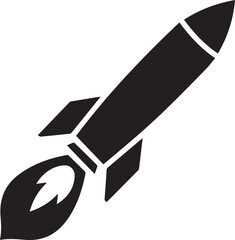 ground-to-air missile, powerful solid black and white vector illustration