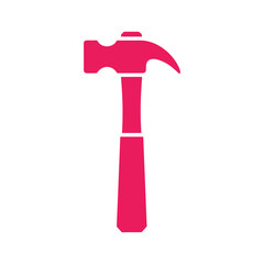 Pink hammer icon on white background