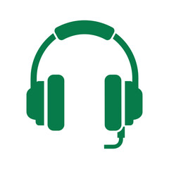 Green headphones icon on white background