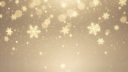 golden christmas background with snowflakes