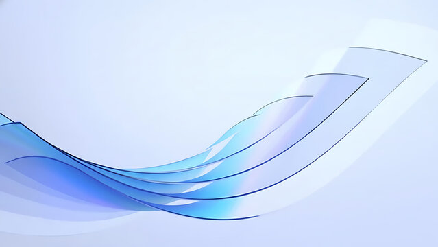 Abstract 3D Layered Iridescent Glass Ribbons - Holographic Curved Tech Background