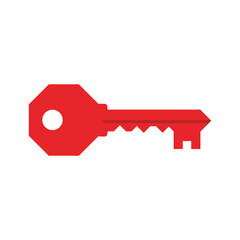 Red key icon on white background