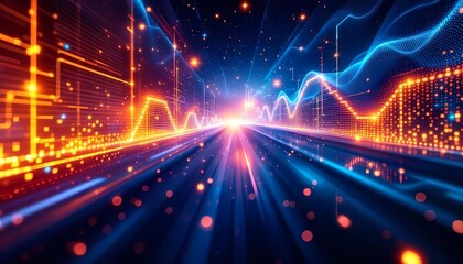 Abstract Digital Data Highway Futuristic Technology Background