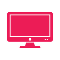 Computer monitor icon in pink color