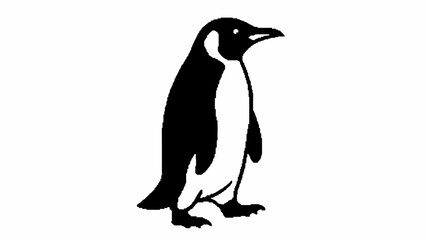 Obraz premium A Simple Black and White Vector Illustration of a Penguin Standing