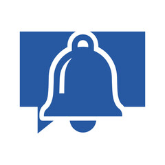 Notification bell icon on blue background