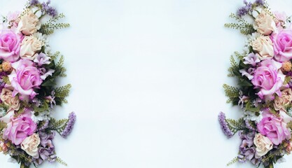 Bouquet of flowers with pink roses on a white background