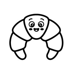 Kawaii style vector illustration featuring cute croissant  for playful design projects