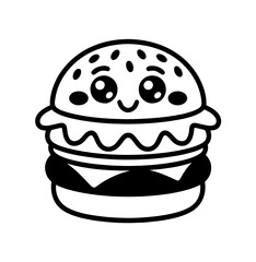 Kawaii style vector illustration featuring cute burger for playful design projects