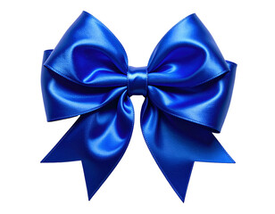 Naklejka premium Vivid close-up of a royal blue satin bow against a black background
