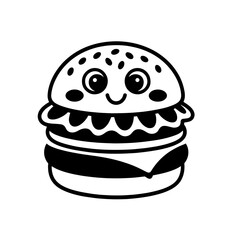 Kawaii style vector illustration featuring cute burger for playful design projects