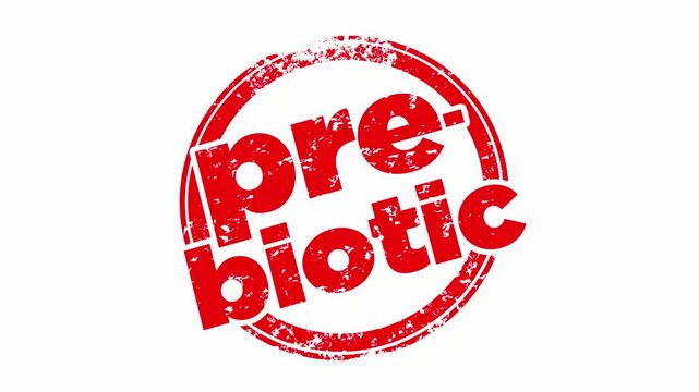 Prebiotic Word Stamp Round Red Food Digestive Gut Health 3d Animation