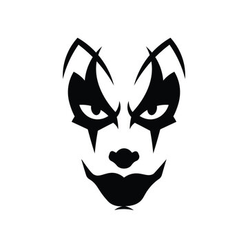 Scary evil clown face mask silhouette vector icon logo.eps