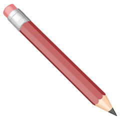 Red Pencil with Eraser Illustration