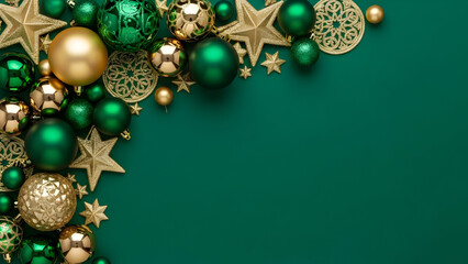 christmas decoration on green background