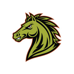 Fierce Green Horse Head Mascot Vector Illustration.eps
