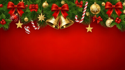 christmas background with red ribbon