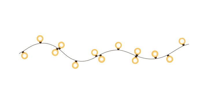 A wavy string of glowing orange fairy lights on a dark background, perfect for decoration