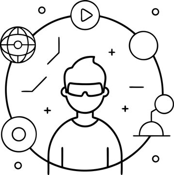 met  averse social  interaction illustration  outline  on white background 