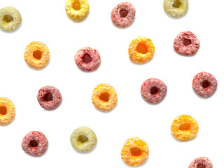 Colorful fruity breakfast cereal