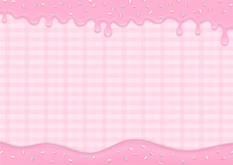 Sweet pink cream on plaid background