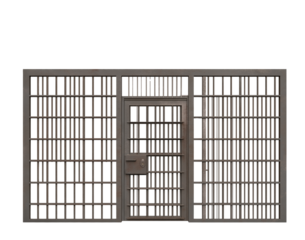 Prison Cell Bars and Door isolated on a transparent background
