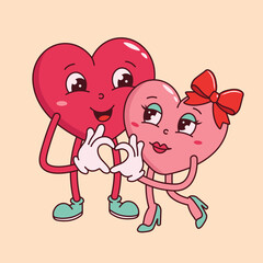 Adorable Retro Hearts Showing Affection