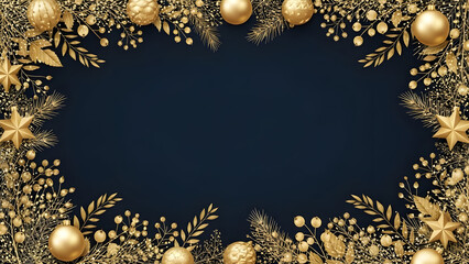 christmas background with golden balls