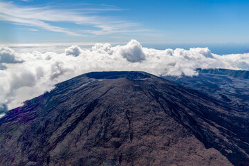 France, La R&eacute;union Island,. Flight over the Peak of the Furnace, Piton de la Fournaise. 