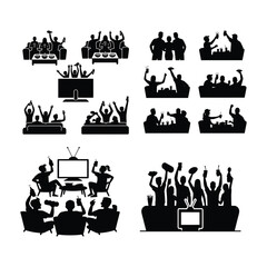 Super Bowl Watch Party Scene Silhouette Pack design.