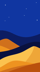 Stylized desert dunes under a starry night sky