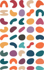 Multicolored abstract organic blob shapes in a grid pattern with varied pastel and bold tones