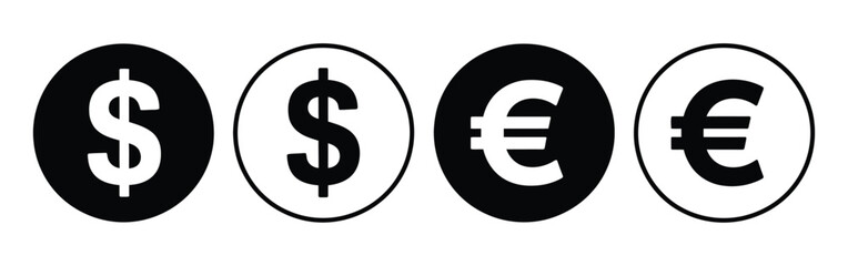 Fototapeta premium Dollar Euro Currency Icon internet money symbol design showing bank wallet payment earnings coin concept ideal for finance business digital economy and vector illustration use