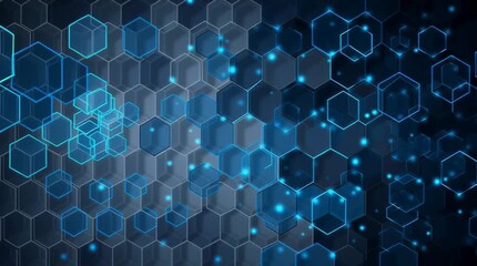 Abstract digital network connection with hexagon shape - Powered by Adobe