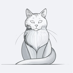 Cute vector cartoon illustration of a black domestic cat and mouse design