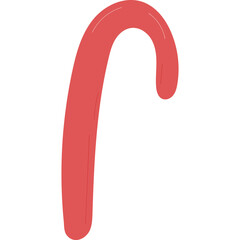 Red and white candy cane illustration, a classic Christmas treat symbol, ideal for festive graphics and holiday decorations.