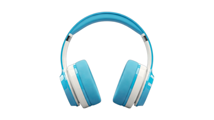 Blue Headphones Isolated on White Background