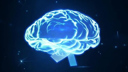 A neon blue illuminated brain against a dark background, representing advanced technology, neuroscience, and artificial intelligence. the glowing design highlights cerebral anatomy and futuristic conc - Powered by Adobe