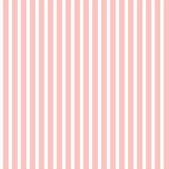 This image displays a seamless, repeating pattern of thin vertical stripes. The pattern consists of two alternating colors: a soft, light pink and a clean white. The stripes are consistent in width
