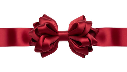 Decorative shiny red satin ribbon bow for gift wrapping Isolated on Transparent Background.