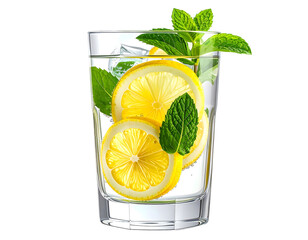 Glass of Lemon Infused Water with Fresh Mint.