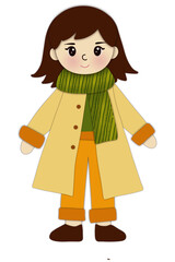 Minimal Paper Cut Girl PNG | Cute Child Illustration | Neutral Winter Outfit Clipart