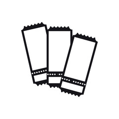 Vector illustration of three blank tickets with perforated edges, ideal for representing admission, event entry, entertainment passes, or redeemable vouchers